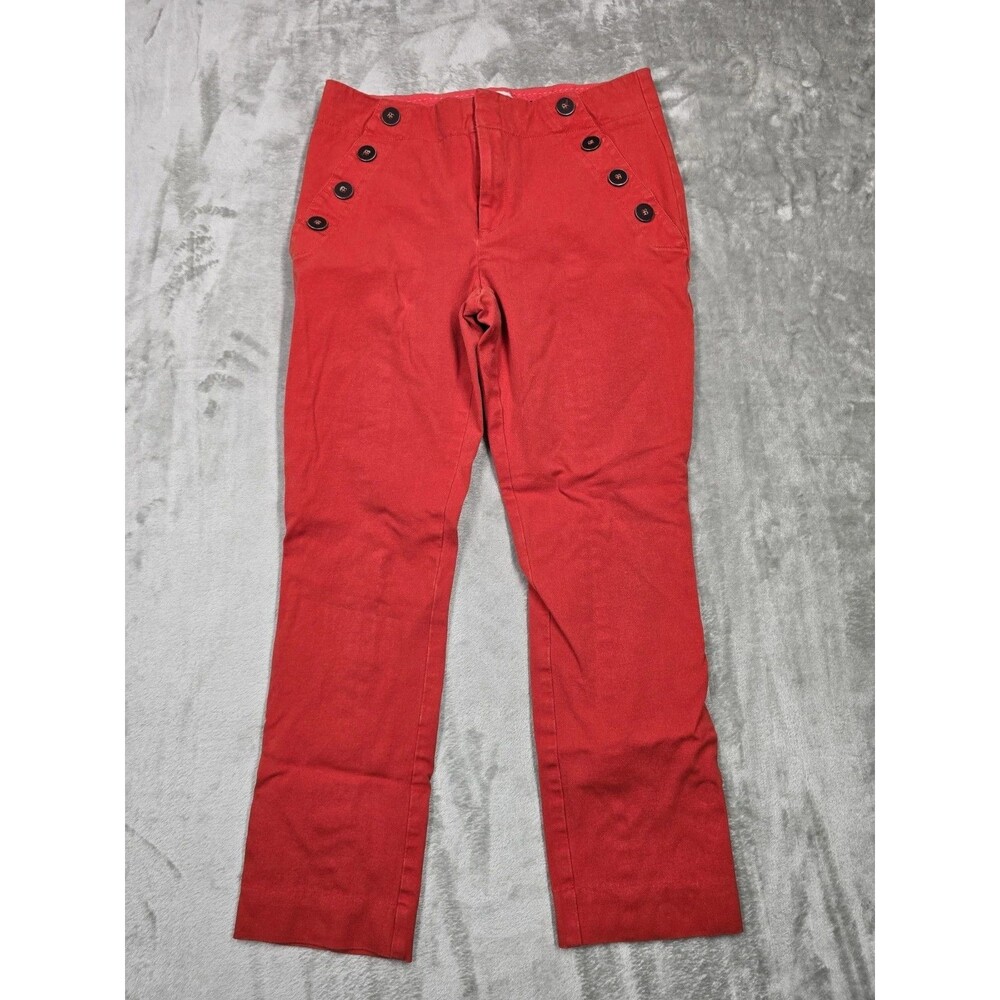Anthropologie The Essential Slim Trouser in Orange Size 8 Buttons